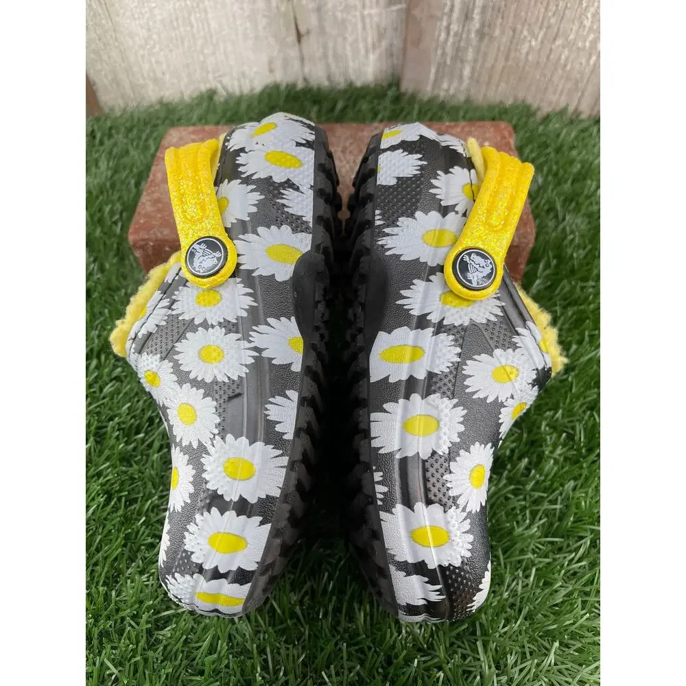 CROCS Lined Vacay Vibes Black Daisies Toddler C10 Clogs